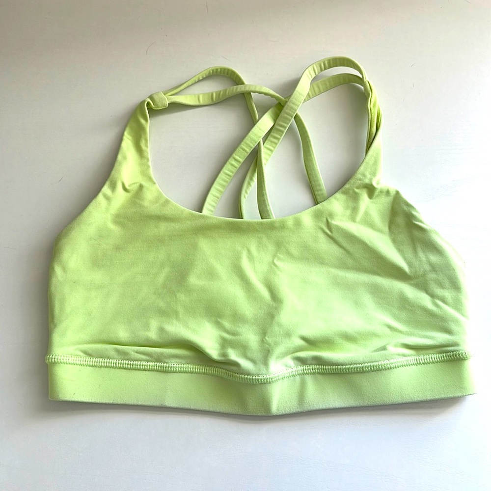 lululemon athletica Neon Lime Green Strappy Sports Bra